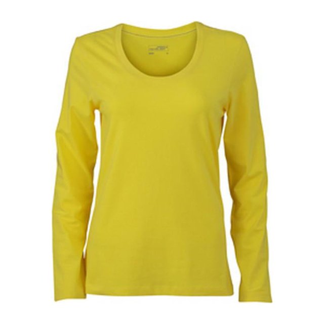 James and Nicholson - Camiseta elástica de manga larga para mujer señora (Amarillo)