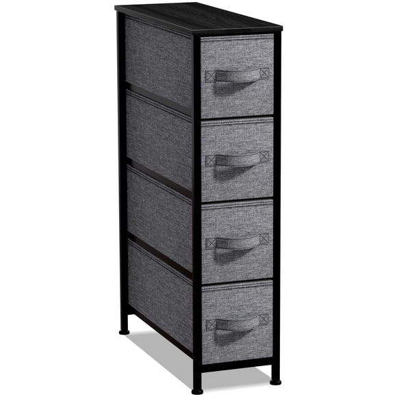Cómoda estrecha Sorbus Storage Tower con marco de acero de 4 cajones