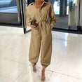 thumbnail image 2 of Brilliant Women Jumpsuit Plus Size Jumpsuits for Women Women Lady Bandage Lapel Slim Long Button Rompers Long Pants Jumpsuits Trousers Clothes under $5.00, 2 of 4