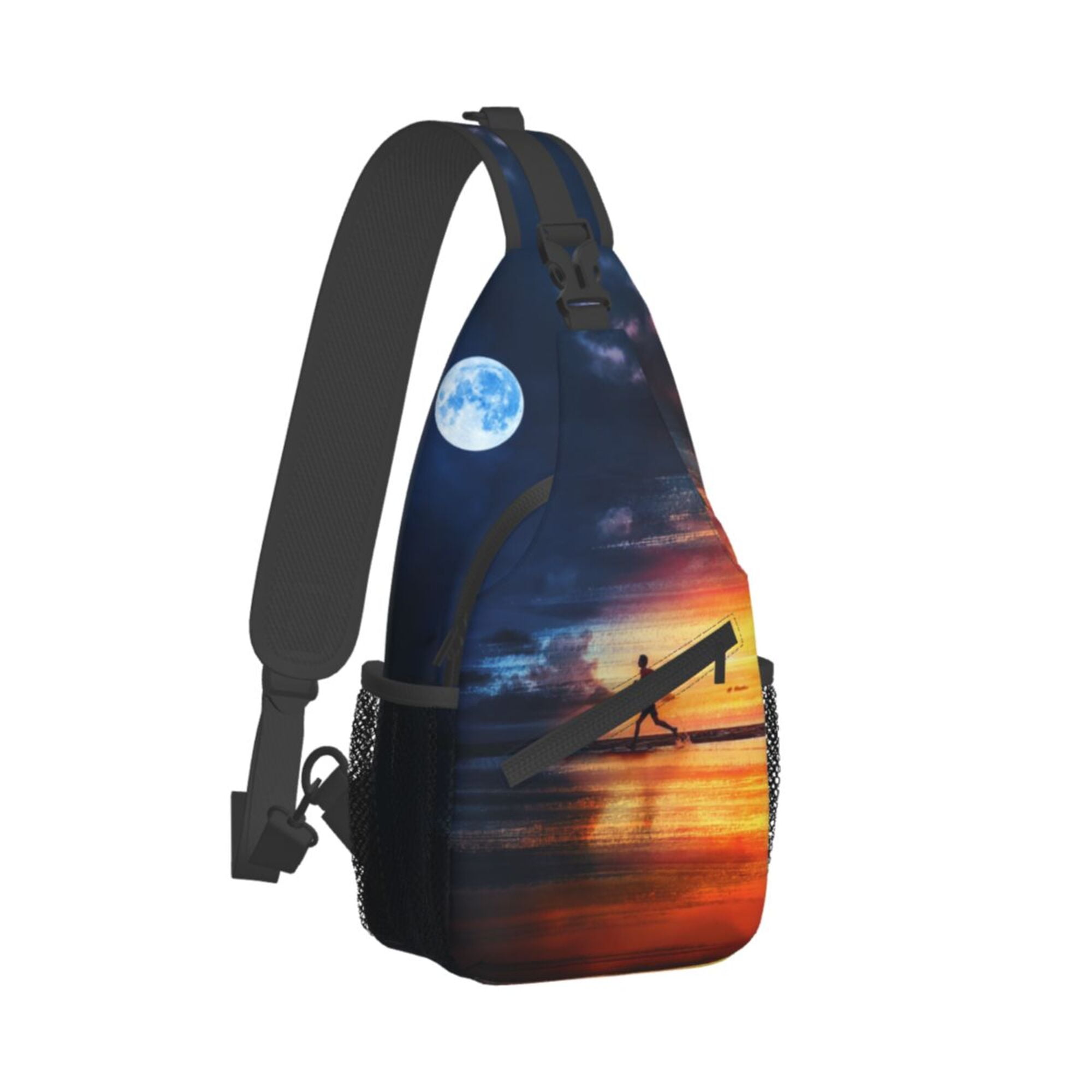 ZICANCN Crossbody Sling Bags for Women Men,Running Man Silhouette Casual  Shoulder Backpacks for Hiking Daypacks 