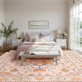 thumbnail image 2 of KoshiMe Washable Area Rug 8'x10', Non-Slip Soft Vintage Distress Floral Rugs for Living Room, Stain Resistant Low Pile Medallion Carpet for Dining Room Office, Light Pink Colorful, 2 of 9