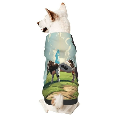Haiem Prairie Pasture Cow for Winter Dog Hoodie Sweatshirts with Pockets Warm Dog Clothes for Small Dogs Chihuahua-XX-Large