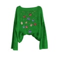 thumbnail image 5 of Oksale Sparkly Christams Sweaters Pullover for Women Trendy Boat Neck Xmas Sweater Soft Comfortable Tunic Tops for Holiday Green XXL, 5 of 6