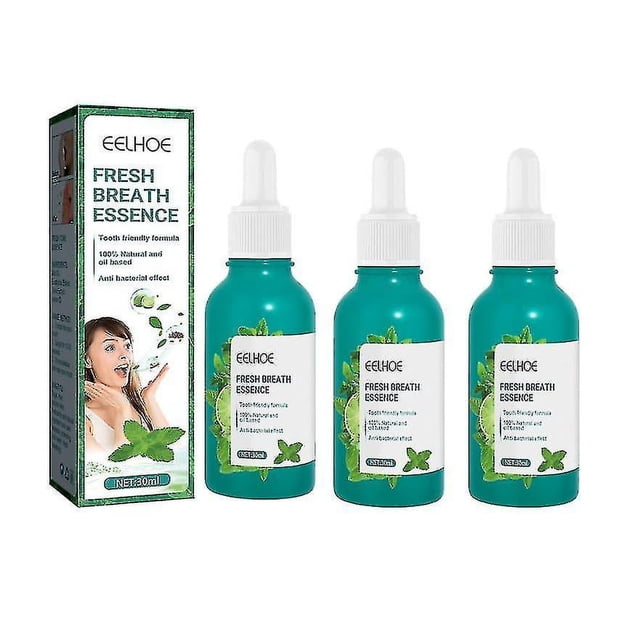 3pcs Fresh Breath Essence Breath Freshener Bad Breath Eliminating Bad Mouth Smell Removing Drops, Portable Cool Peppermint Oral Care Mouth Freshener