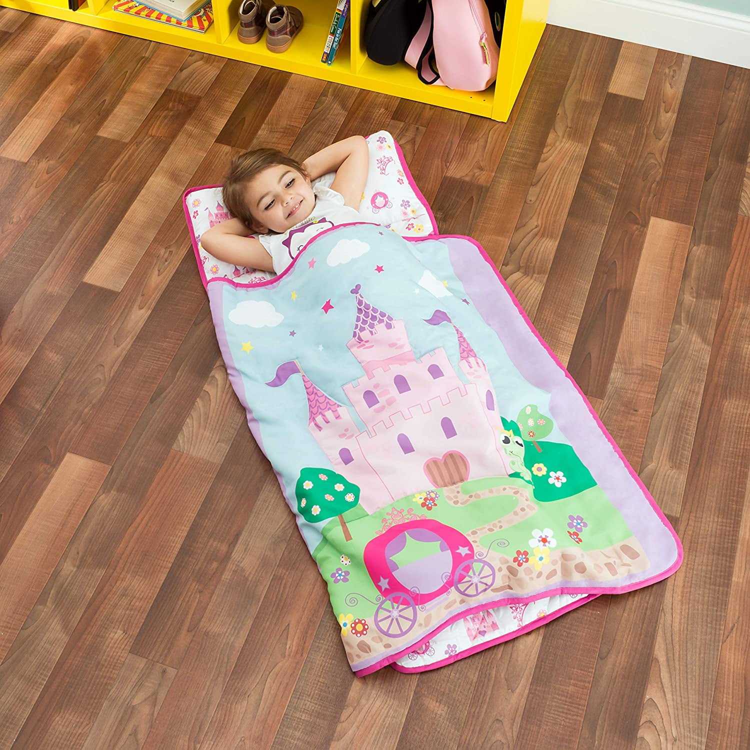 Nap Mat Blanket Disney Fleece Polyester Girl Kids Toddler Sleeping Bag Pillow 