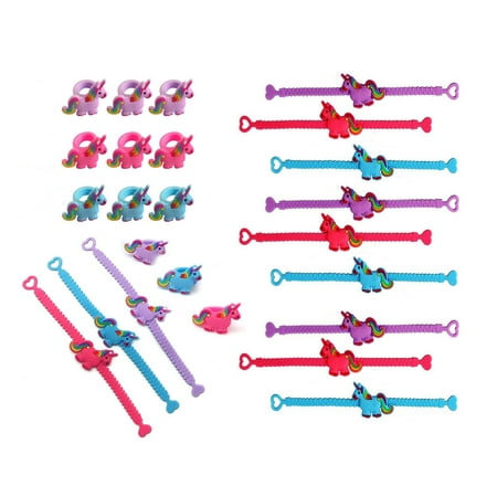 Unicorn Novelty Party Favors Bracelet and Ring Set 1dozen