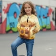 thumbnail image 3 of Xixirimido Yellow Highland Cow Sunflower Pattern Girls' Hoodies Sweatshirts with Pocket Half Zipper Pullover Crop Tops for Teen Girls Long Sleeve Sweater Size 9-10 Years, 3 of 7