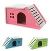 FAVOLOOK Pet Hamster House Bed Cage Nest Hedgehog Guinea Pig Wooden Castle Toy(Blue)