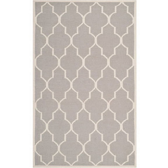 SAFAVIEH Dhurrie Toby Geometric Moroccan Wool Area Rug, Dark Grey/Ivory, 8' x 10'