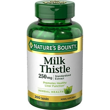 Nature's Bounty Milk Thistle Capsules, Herbal Supplement, 250 mg per Serving, 200 Count