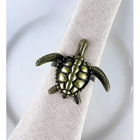 

Fennco Styles Nature s Touch Sea Turtle Metal Napkin Rings Set of 4 – Bronze Sea Creatures Napkin Holders for Family Dinner Themed Party Table Décor Banquets Holidays and Special Occasion