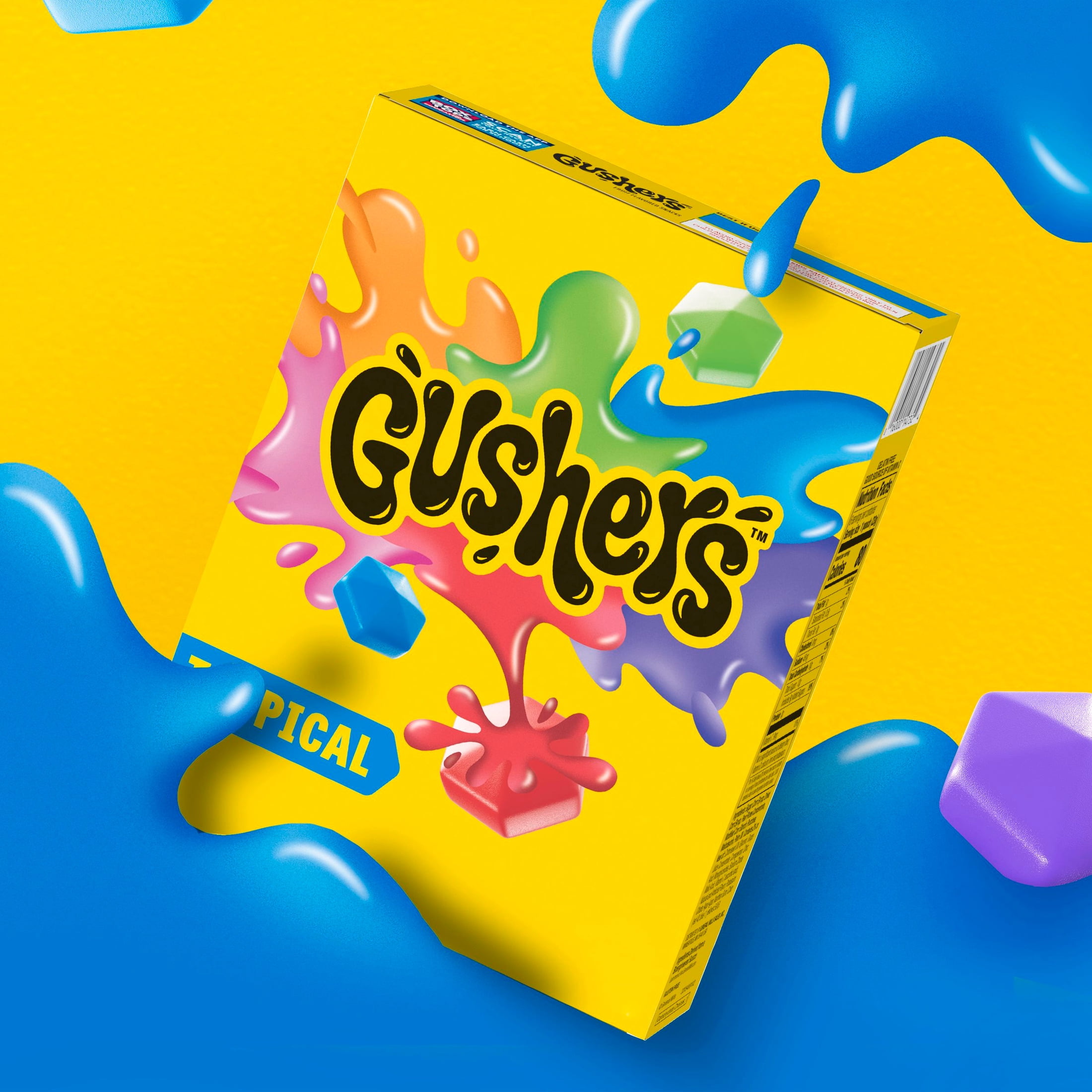 (3 pack) Gushers Fruit Flavored Snacks, Tropical Fruit Flavor, 6 Pouches, 4.8 oz