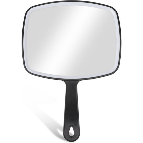Barber Mirror, Black Extra Large Hand Mirror Handheld Mirror for Barber Hairdressing Professional Self Haircut Mirror Small Handheld Mirror with Handle Travel Makeup Mirror for Women Men