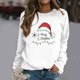 thumbnail image 2 of Gibobby Sudadera navideña mujer de manga larga con cuello redondo y estampado navideño para mujer(Blanco,G), 2 of 4