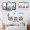 thumbnail image 4 of Designart "Vibrant Watercolor Paris Skyline with Eiffel Tower IV" City Paris Framed Wall Art Set Of 3 - Pink Paris Frame Canvas Set For Living Room Decor, 4 of 6