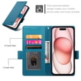 thumbnail image 3 of Allytechgroup for Apple iPhone 16 Plus Case Wallet, Retro PU Leather Slim Fit Business Style Magnetic Closure Cards Slots RFID Blocking Phone Case for Women Men, Blue, 3 of 6