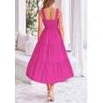 thumbnail image 2 of Vestido PRETTYGARDEN para mujer, midi, fruncido, de verano, rosa y rojo, XL, 2 of 9