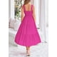 thumbnail image 2 of Vestido PRETTYGARDEN para mujer, midi, fruncido, de verano, rosa y rojo, XXL, 2 of 9