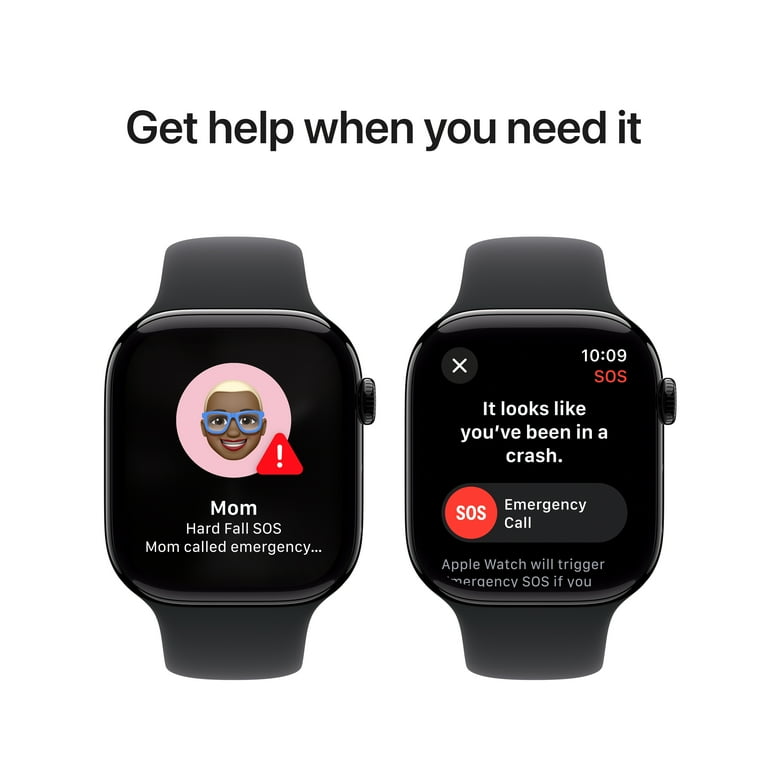 Apple Watch Series 10 GPS 46mm Jet Black Aluminum Case with Black Sport Band M L Walmart