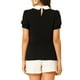 thumbnail image 3 of INSPIRAR CHIC Blusa de Mujer Vintage con Cuello Peter Pan, Manga Corta con Contraste, Talla 2XL, Negra, 3 of 7