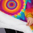 thumbnail image 3 of Oversized Wearable Blanket Hoodie,Colorful Rainbow Tie Dye Spiral Pattern Sherpa Blanket Hoodie with Super Pockets,Super Warm Fuzzy Pullover for Women & Men, 3 of 6