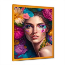 Designart Floral Sensual Woman Portrait V Framed Wall Art