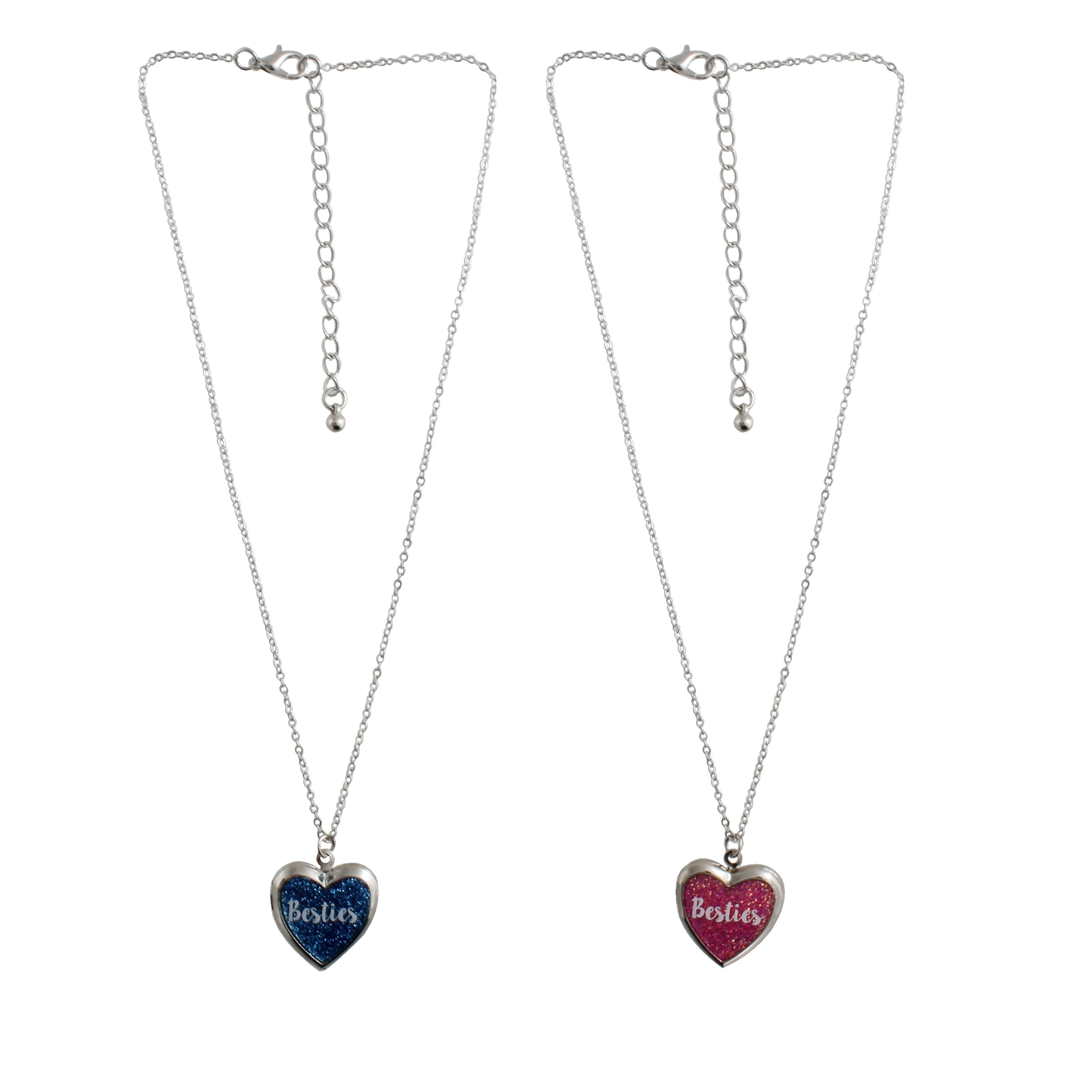 Wonder Nation Girl's 2 Piece "Besties" Heart Pendant Necklace Set