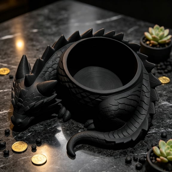 Witchy Cottagecore Dragon Planter Pot, 3D Printed Fantasy Sculpted Succulent Flower Pot, Multi‑Use Desktop Trinket Storage Holder, 3.93 Inch Tabletop Home Office Decoration
