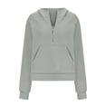 thumbnail image 4 of Kovlvoll Womens Sweatshirts Half Zip up Cropped Hoodies Solid Color Loose Casual Fall Pullover Tops with Pockets, 4 of 6