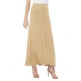 thumbnail image 3 of Moa Collection Women's Maxi Length High Waist Foldable Waistband Solid Skirt, 3 of 6