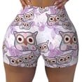 thumbnail image 2 of Susaid Owl And Floral Print Intensify Workout Shorts for Women Seamless Scrunch Short Gym Yoga Running Sport Active Exercise Fitness Shorts-Large, 2 of 8