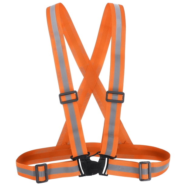Chaleco de Seguridad Reflectante Uxcell, Chalecos Hi-Vis, Tiras de Alta Visibilidad Ajustables para Trotar al Aire Libre Naranja Fluorescente