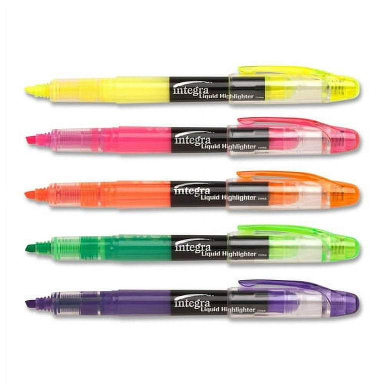 Integra Liquid Highlighters - Fine Marker Point - Chisel Marker Point Style - Assorted - 5 / Set Integra Liquid Highlighters - Fine Marker Point - Chisel Marker Point Style - Assorted - 5 / Set