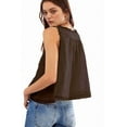 thumbnail image 2 of Women Summer Boho Tie Front Tops Lace Beach Button Down Tank Top Sleeveless Mesh Chiffon Crop Tops Y2k Clothes 2025 Dark Brown M, 2 of 6