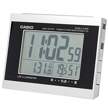 CASIO Alarm Clock Radio Silver Digital Double Alarm Temperature ...