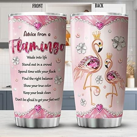 

Athenstics Advice From A Flamingo Tumbler Stainless Steel 20 Oz Jewelry Animal Cup With Lid Flamingo Gifts For Women Insulated Coffee Mug Birthday Tumblers With Sayings On It