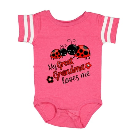 

Inktastic My Great Grandma Loves Me with Cute Ladybugs Gift Baby Boy or Baby Girl Bodysuit