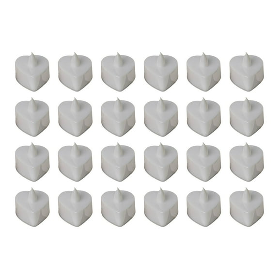 Leodye 24PCS Heart-shaped LED Flashing Candle Light Romantic Glowing Home Party Birthday Proposal Ambience Decor Light -1.53x1.42in
