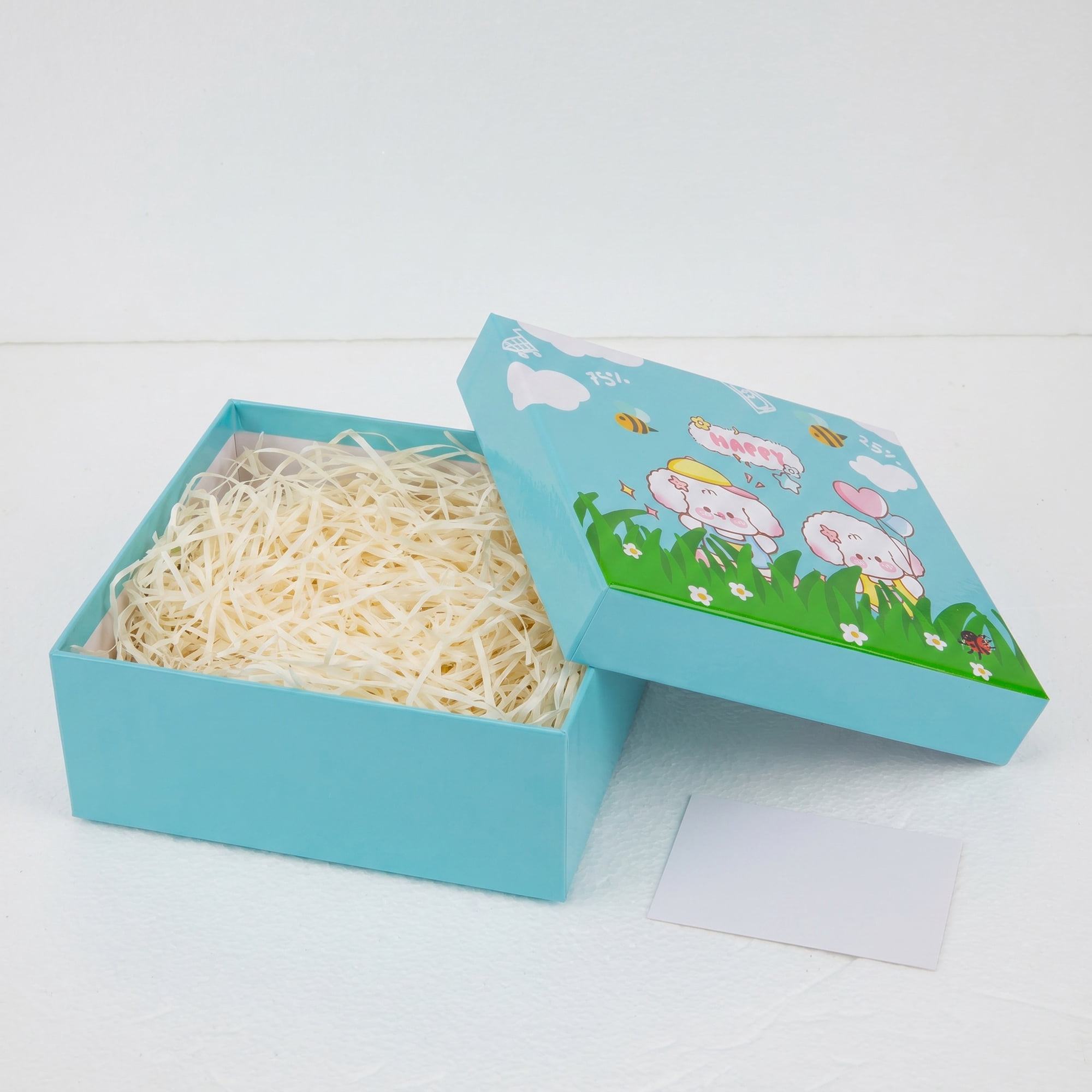 Unique Bargains Cute Cartoon Rigid Present Box Blue 7.9"x7.1"x3.1"