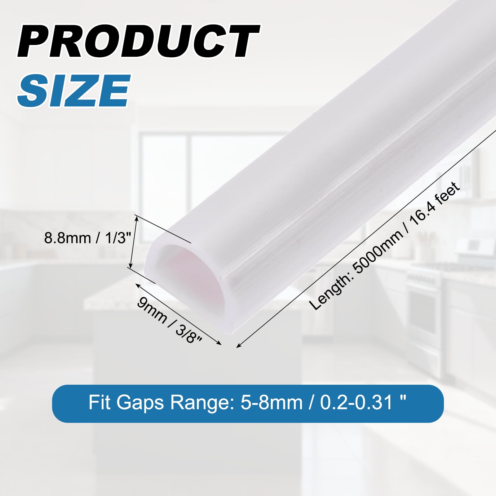 Uxcell 16.4FT Silicone D Shape Weather Stripping, Self Adhesive Doors Seals, White