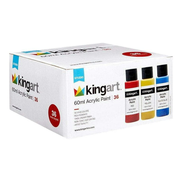 Kingart Studio Acrylic Craft Paint, 60ml (2oz) Bottle, Set of 36 Classic  and Vibrant Shades 
