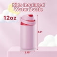 thumbnail image 6 of Daluvenix 14oz Kids Insulated Water Bottle with Straw Lids, 2-in-1 Straw and Chug Water Bottle for kids for Sports and School, Leakproof Stainless Steel Toddler Water Bottle BPA Free, Pink, 6 of 7