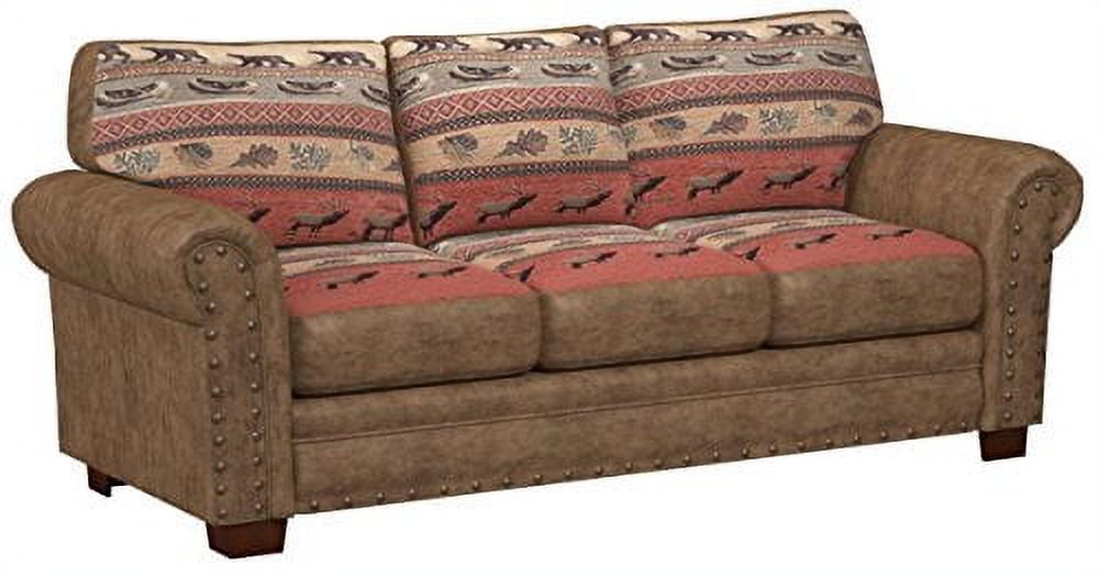 American Furniture Classics Sierra Lodge 3-Seat Sofa in Brown Microfiber