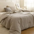 thumbnail image 5 of Oversized Queen Comforter Oatmeal, 3pcs (1 Comforter & 2 Pillowcases) Lightweight Oversized Queen Comforter Sets Bedding Blanket Quilts, 5 of 8