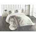 thumbnail image 3 of Ambesonne Peacock Quilted Bedspread Set 3 Pcs, Feathers of Exotic Bird, Queen Size, White Taupe and Blue, 3 of 5