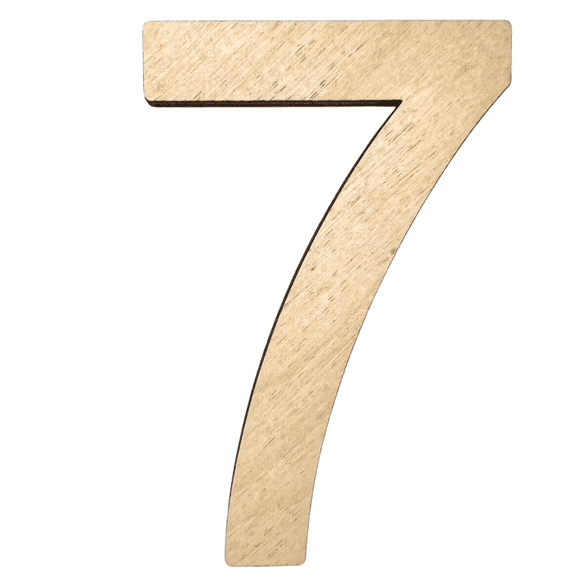 22" Tall MDF Number 7 | 1/4" Thick Birch | Krafty Supply Letters | Arial | Wooden Letter
