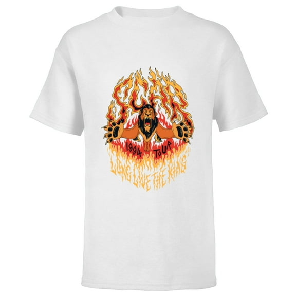 Disney Villains Scar Long Live the King 1994 Tour Rock Band - Short Sleeve T-Shirt for Kids - Customized-White