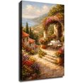 thumbnail image 1 of Arte de lienzo con impresión de paisaje de terraza mediterránea, decoración mural para cafeterías, estética decorativa, fácil de colgar, 1 of 8