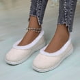 thumbnail image 4 of Women's Casual Fleece Lined Loafers Warm Plush Low Top Lightweight Waterproof Non Slip Walking Shoes White Size 7.5, 4 of 7
