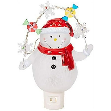 

Snowman With Decorative LED 7.75 Inch Swivel Plug Bubble Night Light